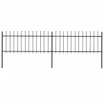 Gard de grădină cu vârf tip suliță din oțel, 359x80 cm, negru GartenMobel Dekor