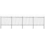 Gard de grădină cu vârf tip suliță din oțel 714,5x150 cm, negru GartenMobel Dekor