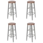 Scaune de bar, 4 buc., argintiu și maro, MDF GartenMobel Dekor