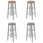 Scaune de bar, 4 buc., argintiu și maro, MDF GartenMobel Dekor