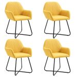 Scaune de bucătărie, 4 buc., galben, material textil GartenMobel Dekor