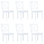 Scaune de bucătărie, 6 buc., alb, lemn masiv de hevea  GartenMobel Dekor