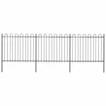 Gard de grădină cu vârf circular, oțel, 537x150 cm, negru GartenMobel Dekor