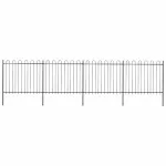 Gard de grădină cu vârf circular din oțel 714,5 x 150 cm, negru GartenMobel Dekor
