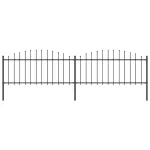 Gard de grădină cu vârf suliță, negru, 3,4 m, oțel GartenMobel Dekor