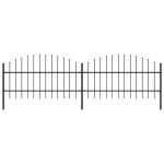 Gard de grădină cu vârf tip suliță din oțel, 359x100 cm, negru GartenMobel Dekor
