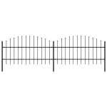 Gard de grădină cu vârf tip suliță din oțel, 359x100 cm, negru GartenMobel Dekor