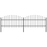 Gard de grădină cu vârf tip suliță din oțel, 359x125 cm, negru GartenMobel Dekor