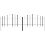 Gard de grădină cu vârf tip suliță din oțel, 359x125 cm, negru GartenMobel Dekor