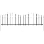 Gard de grădină cu vârf tip suliță din oțel, 359x150 cm, negru GartenMobel Dekor
