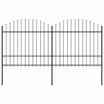 Gard de grădină cu vârf tip suliță din oțel, 359x175 cm, negru GartenMobel Dekor