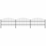 Gard de grădină cu vârf tip suliță din oțel 537x100 cm, negru GartenMobel Dekor