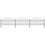 Gard de grădină cu vârf tip suliță din oțel 537x100 cm, negru GartenMobel Dekor