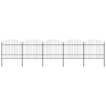 Gard de grădină cu vârf tip suliță din oțel 892,5x175 cm, negru GartenMobel Dekor