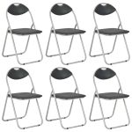 Scaune de bucătărie pliabile, 6 buc., negru, piele ecologică GartenMobel Dekor