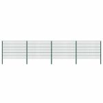 Panou de gard cu stâlpi din fier, verde, 694,5x120 cm GartenMobel Dekor