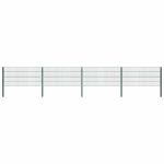 Panou de gard cu stâlpi din fier, verde, 694,5x80 cm GartenMobel Dekor