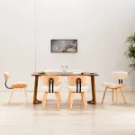 Scaune bucătărie 6 buc., crem, lemn curbat și piele ecologică GartenMobel Dekor