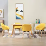 Scaune de bucătărie, 4 buc., galben, material textil GartenMobel Dekor