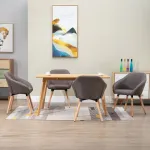 Scaune de bucătărie, 4 buc., gri taupe, material textil GartenMobel Dekor