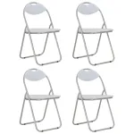 Scaune de bucătărie pliabile, 4 buc., alb, piele ecologică GartenMobel Dekor