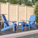 Scaune grădină Adirondack cu masă, albastru marin, HDPE GartenMobel Dekor
