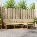 Set de canapea cu pernă 4 pcs Natural și Bej GartenMobel Dekor