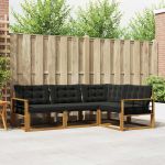 Set de canapea cu pernă 4 pcs Natural și Negru GartenMobel Dekor