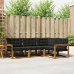 Set de canapea cu pernă 4 pcs Natural și Negru GartenMobel Dekor