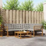 Set de canapele de exterior 5 pcs Gri natural și deschis GartenMobel Dekor
