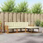 Set de canapele de exterior cu pernă 4 pcs Natural și Crem GartenMobel Dekor