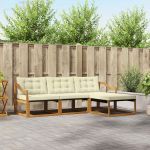 Set de canapele de exterior cu pernă 4 pcs Natural și Crem GartenMobel Dekor