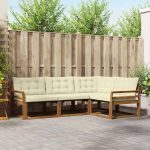 Set de canapele de exterior cu pernă 4 pcs Natural și Crem GartenMobel Dekor