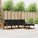 Set de canapele de exterior cu pernă 4 pcs Natural și Negru GartenMobel Dekor