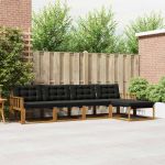 Set de canapele de exterior cu pernă 5 pcs Natural și Negru GartenMobel Dekor