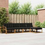 Set de canapele de exterior cu pernă 5 pcs Natural și Negru GartenMobel Dekor