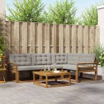 Set de canapele de exterior 5 pcs Gri natural și deschis GartenMobel Dekor