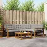 Set de canapele de exterior 5 pcs Gri natural și deschis GartenMobel Dekor