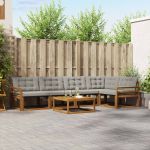 Set de canapele de exterior 6 pcs Gri natural și deschis GartenMobel Dekor