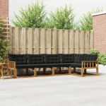 Set de canapele de exterior cu pernă 5 pcs Natural și Negru GartenMobel Dekor