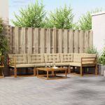 Set de canapele de exterior cu pernă 6 pcs Natural și Bej GartenMobel Dekor