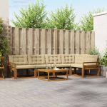 Set de canapele de exterior cu pernă 6 pcs Natural și Bej GartenMobel Dekor