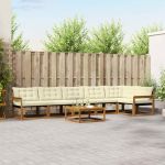 Set de canapele de exterior cu pernă 7 pcs Natural și Crem GartenMobel Dekor