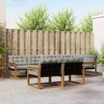 Set de canapele de exterior 7 pcs Gri natural și deschis GartenMobel Dekor