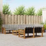 Set de canapele de exterior 9 pcs Gri natural și deschis GartenMobel Dekor