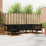 Set de canapele de exterior cu pernă 18 pcs Natural și Negru GartenMobel Dekor