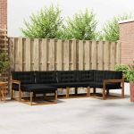 Set de canapele de exterior cu pernă 18 pcs Natural și Negru GartenMobel Dekor