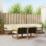 Set de canapele de exterior cu pernă 7 pcs Natural și Crem GartenMobel Dekor