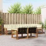 Set de canapele de exterior cu pernă 7 pcs Natural și Crem GartenMobel Dekor