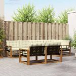 Set de canapele de exterior cu pernă 7 pcs Natural și Crem GartenMobel Dekor